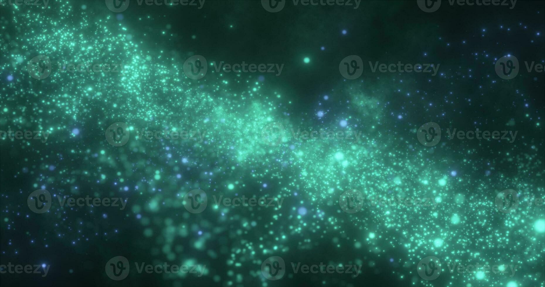 Abstract green energy magic round particles round with bokeh effect glowing background photo