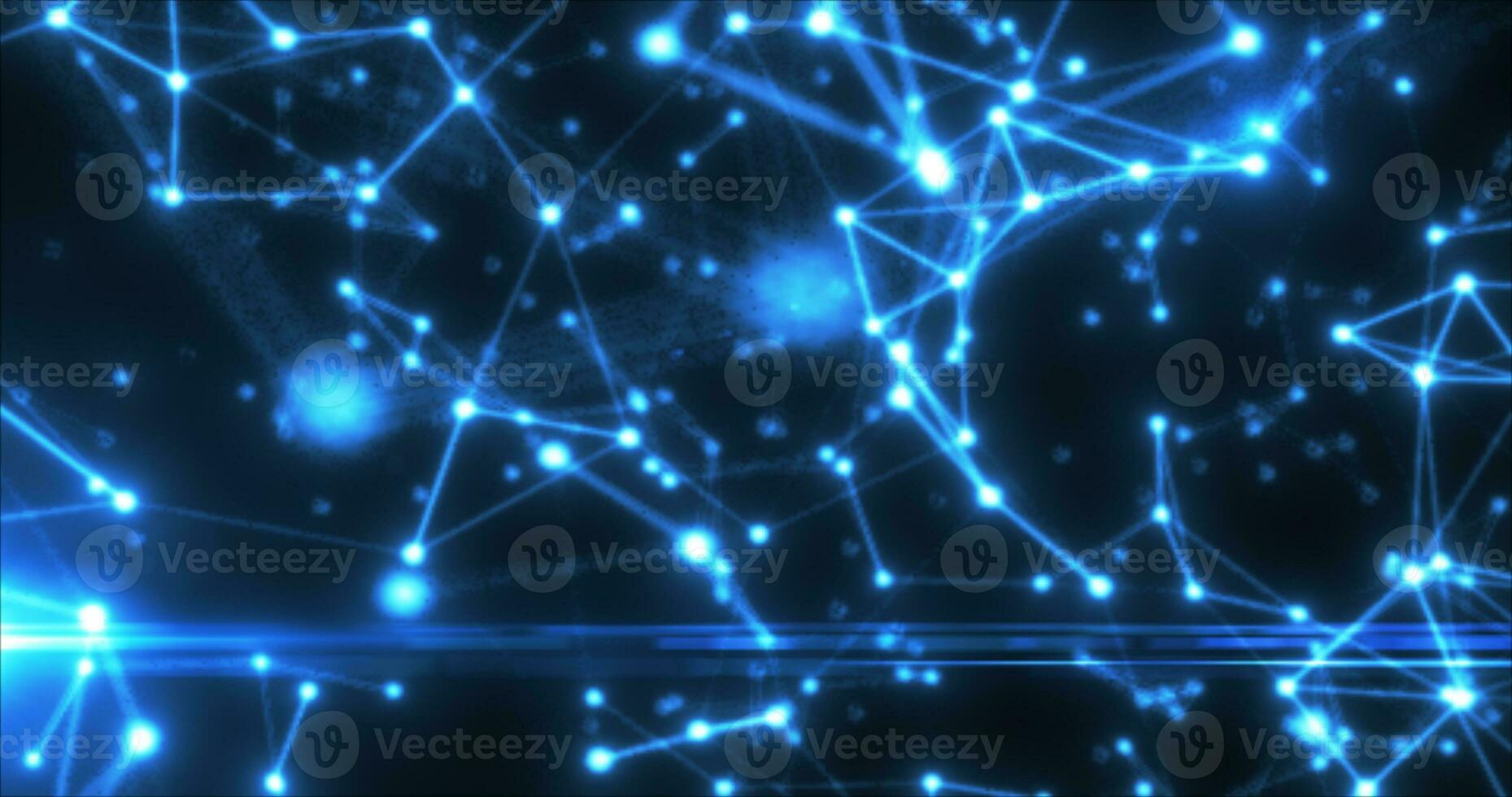 Abstract blue energy lines plexus triangles magical bright glowing futuristic hi-tech background photo