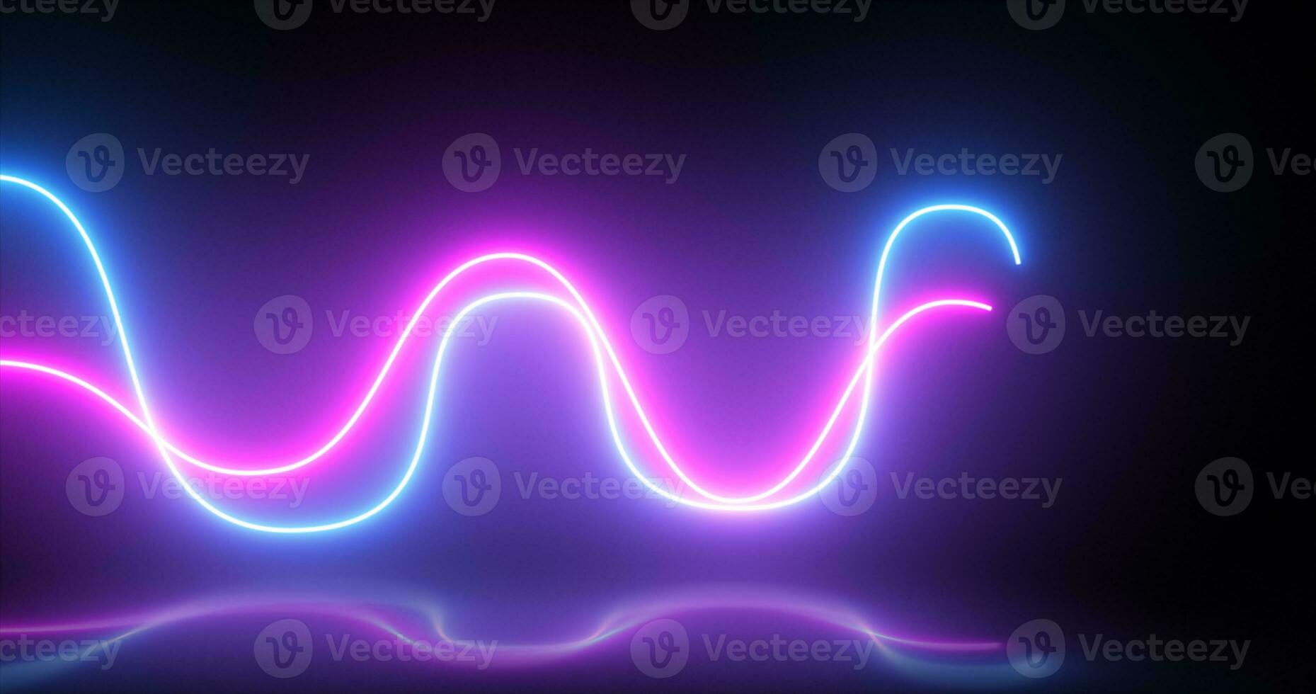 Abstract bright neon purple and blue energy light disco lines with reflections abstract background photo