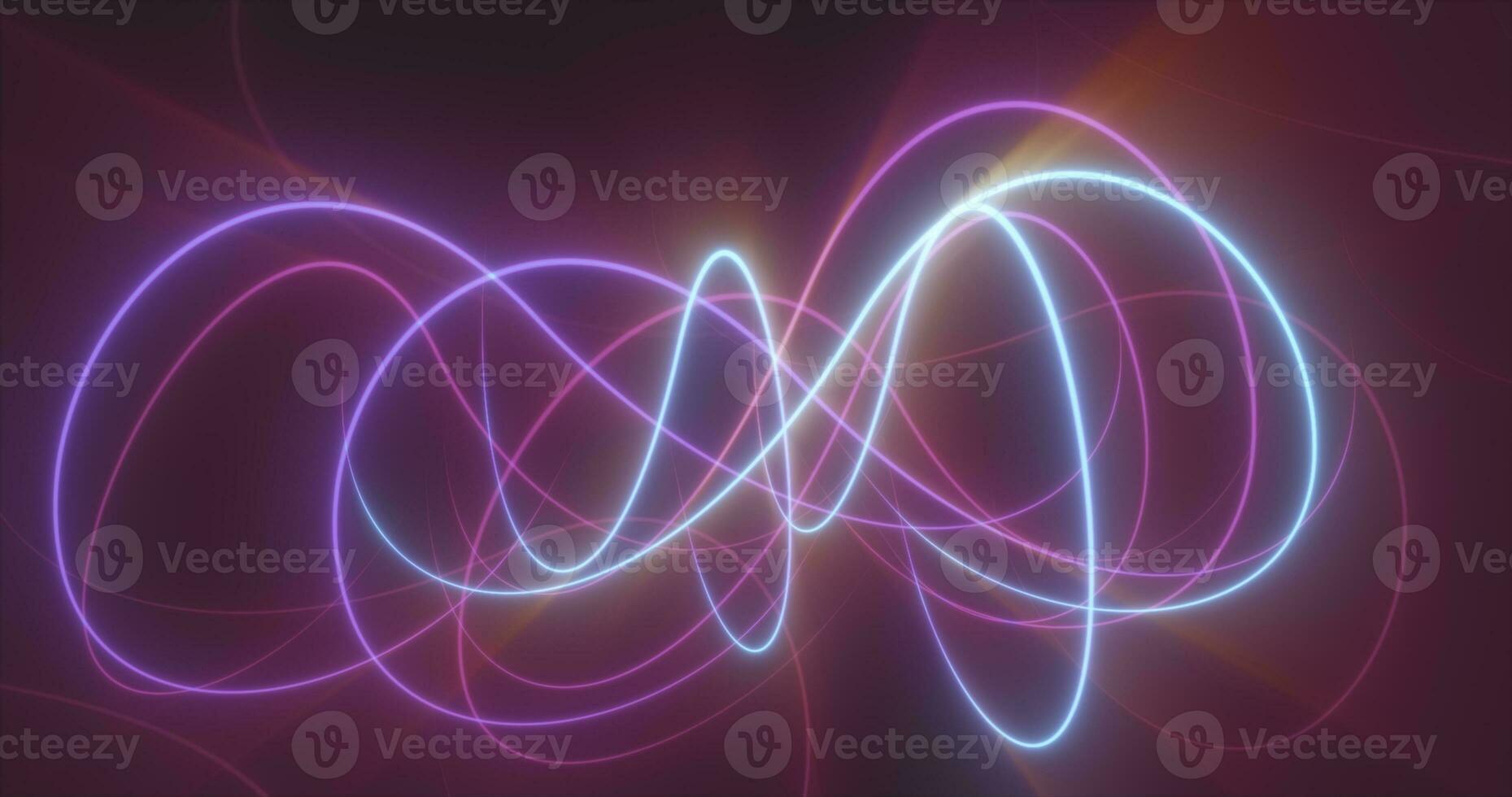 Abstract multicolored glowing bright magical energy lines on a black background photo