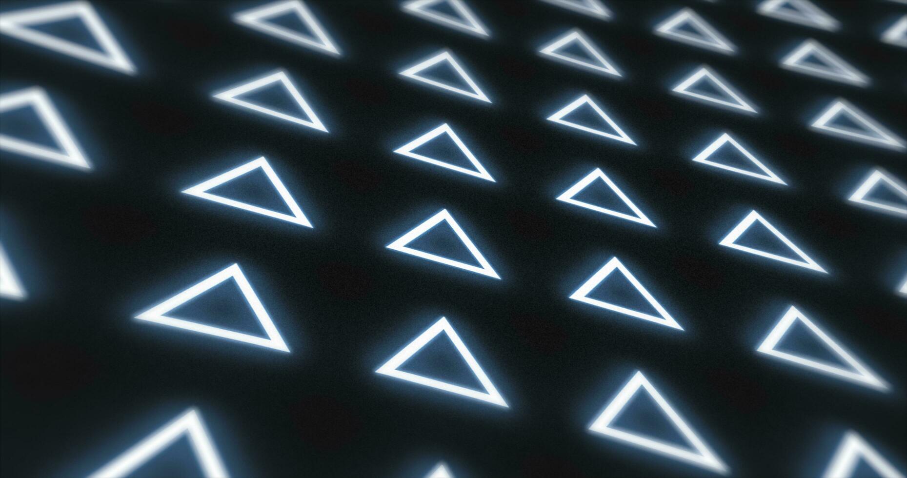 Abstract pattern of glowing geometric triangles loop futuristic hi-tech black background photo