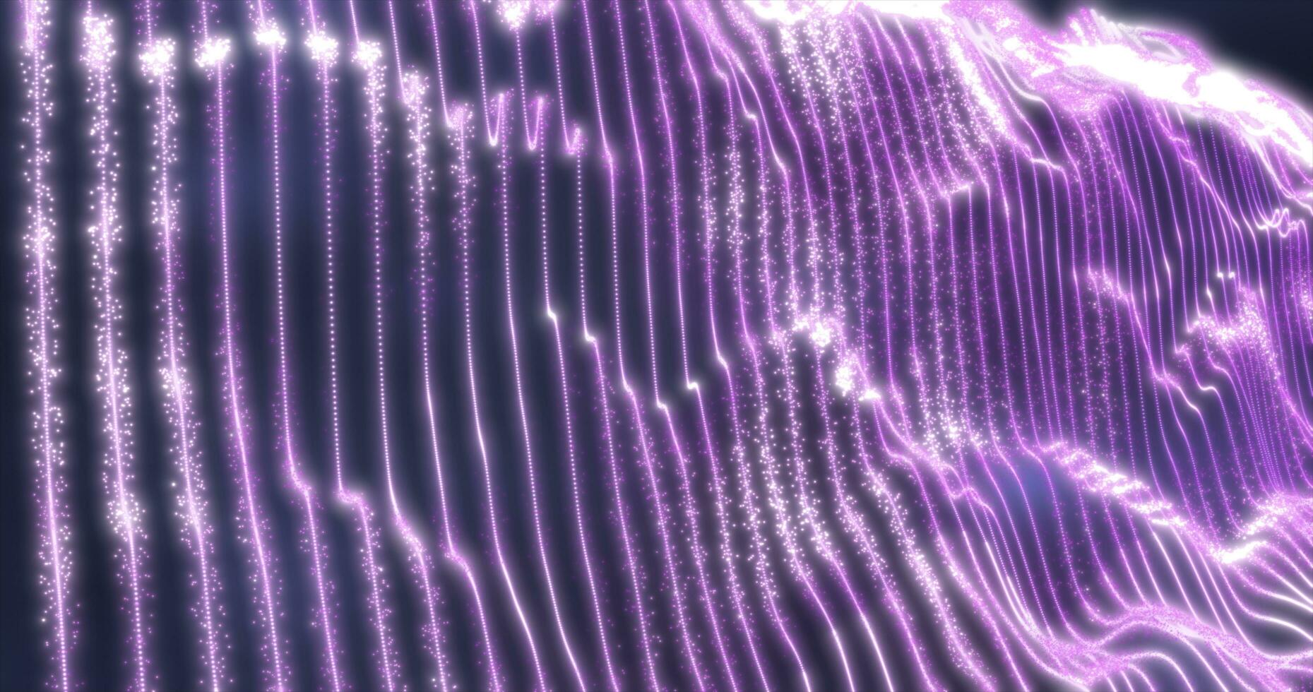 Purple energy waves from particles glowing bright magical abstract background photo