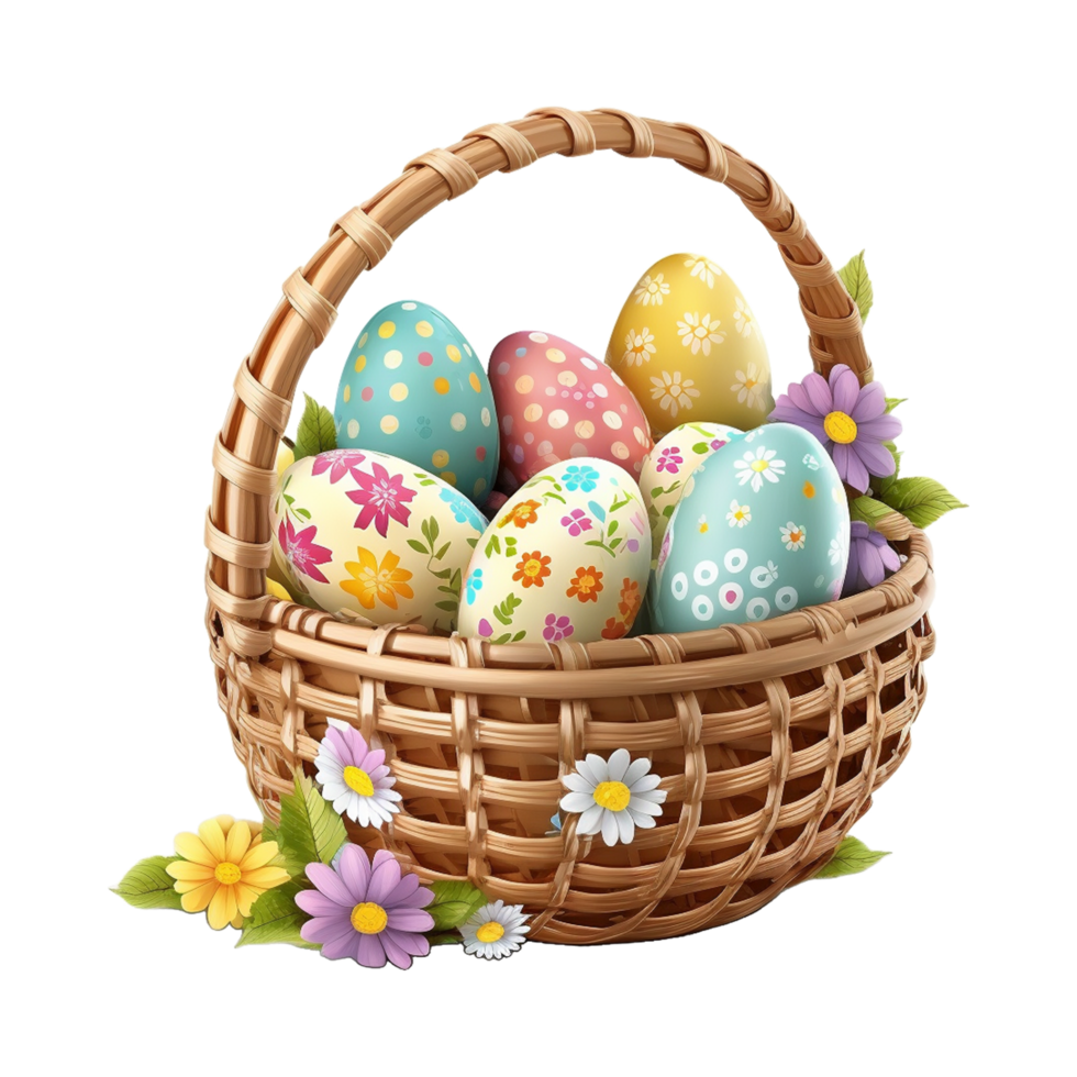 Easter Eggs Basket Colour Full. png