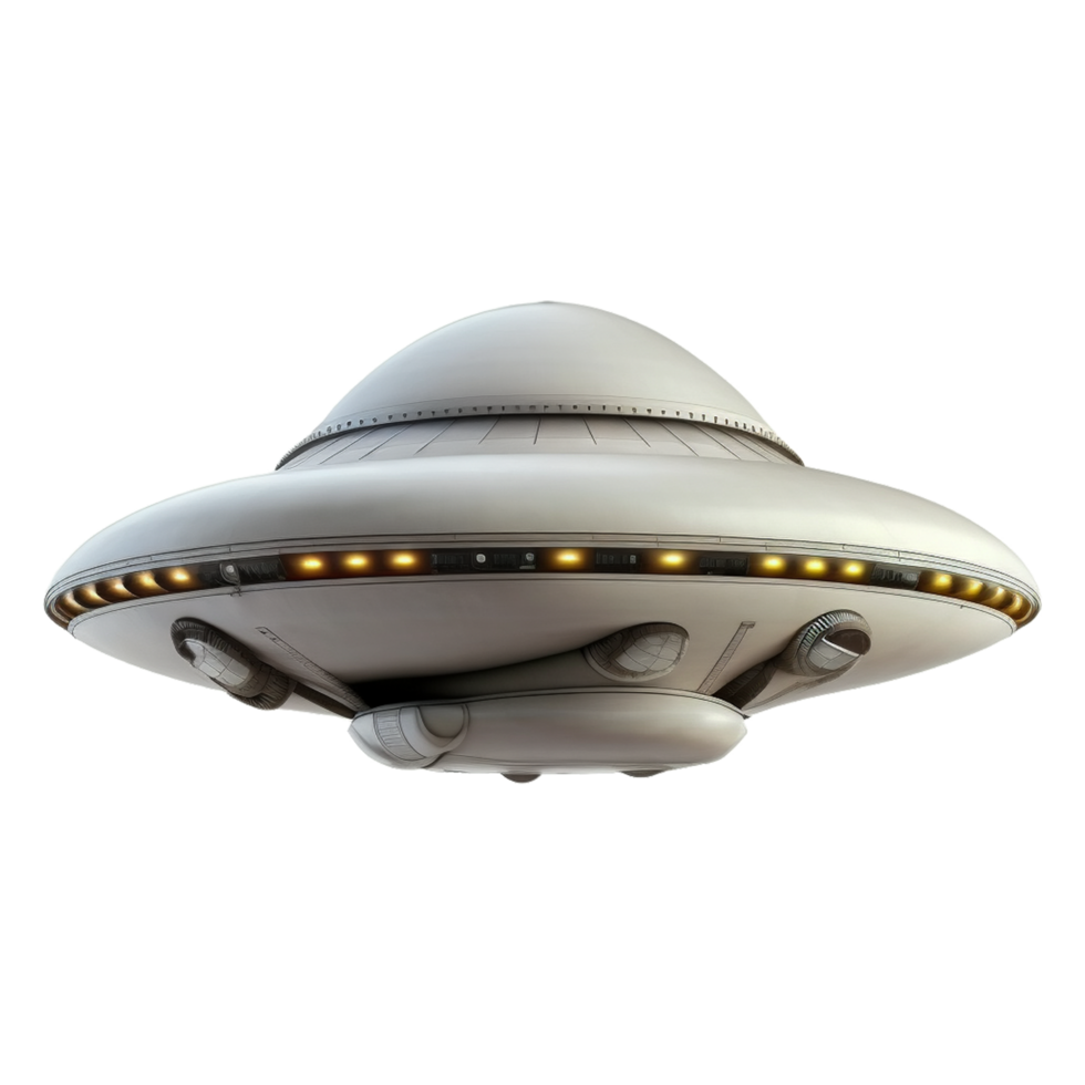 Cartoon Style Ufo Ufo Transmits Light Image png