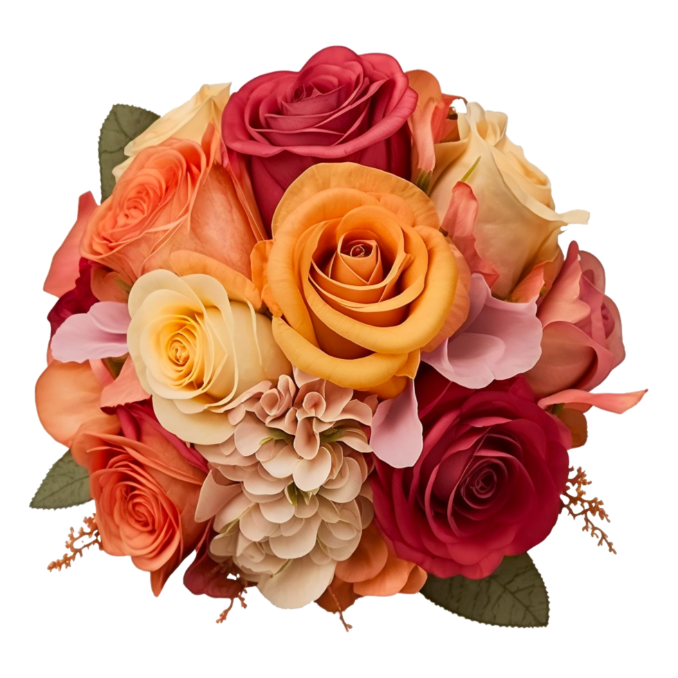 Blume Strauß Garten Rosen Geburtstag, Farbe Karikatur süß Rose Strauß, Blume arrangieren, Farbe Spritzen, Hochzeit png generativ ai