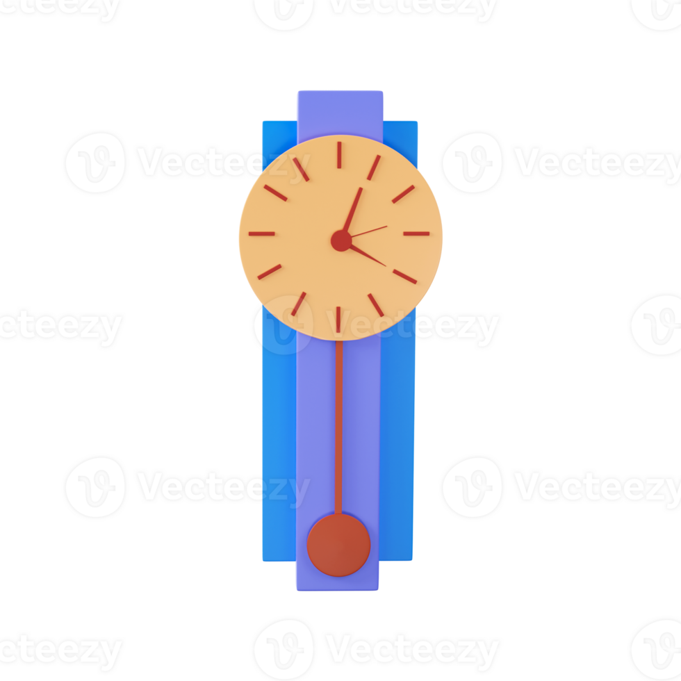 3D Render Bulova Plank Pendulum Clock Colorful Icon. png