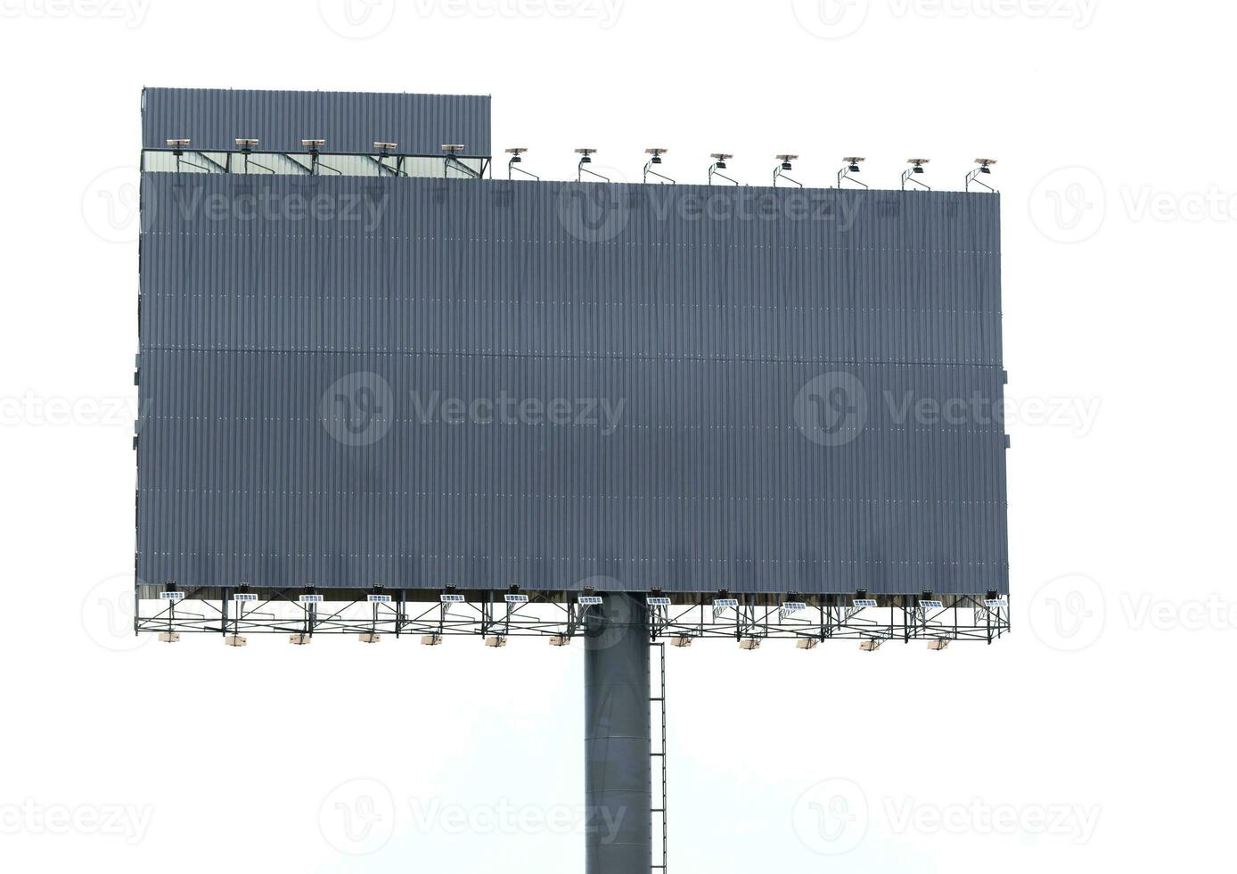 Outdoor pole empty billboard on white background photo