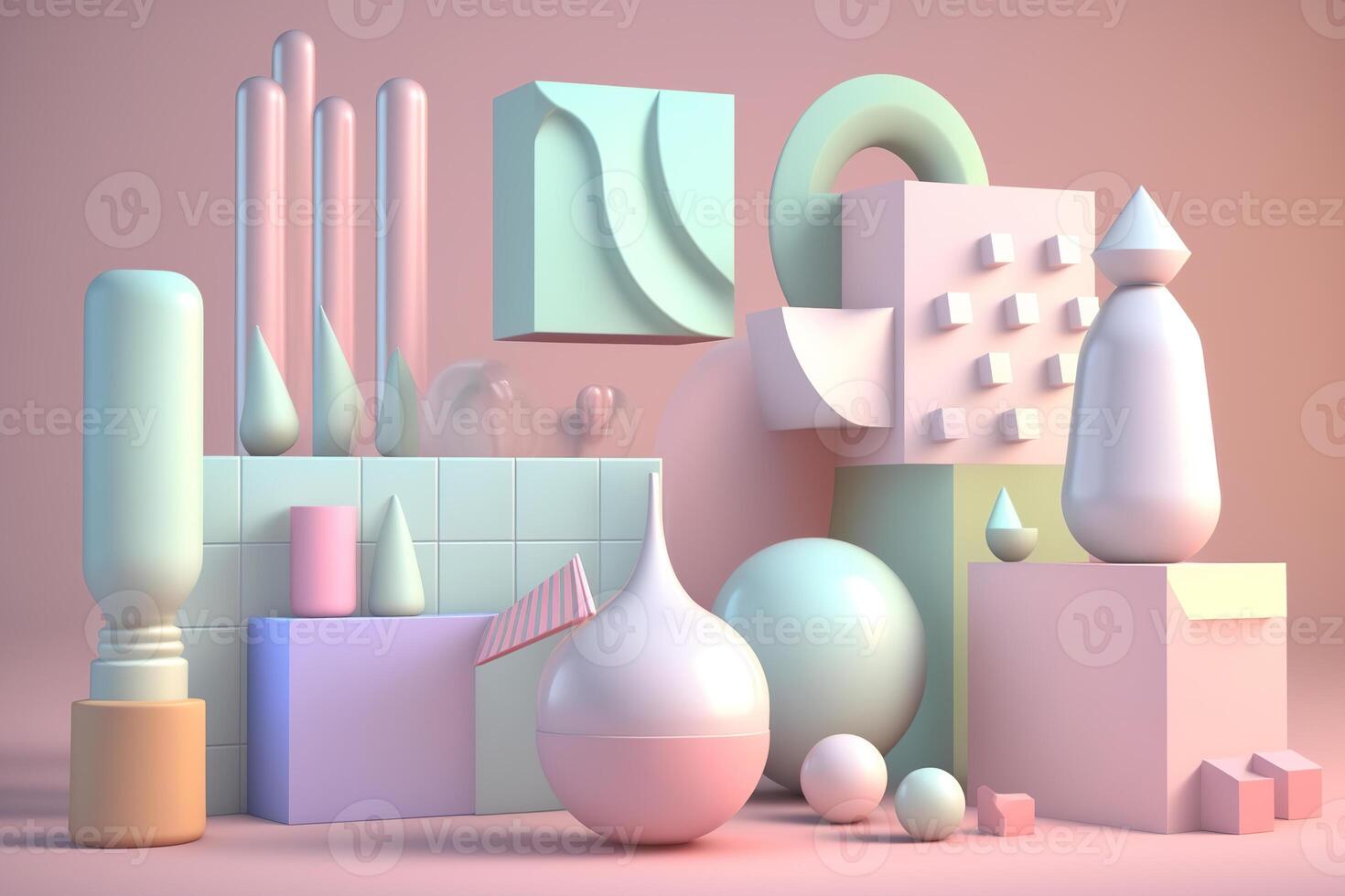 Trendy stylish creative background. Geometric volumetric soft shapes in a pastel palette. photo