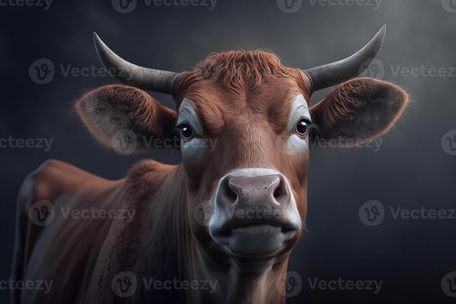 Portrait of cattle brown cow. photo