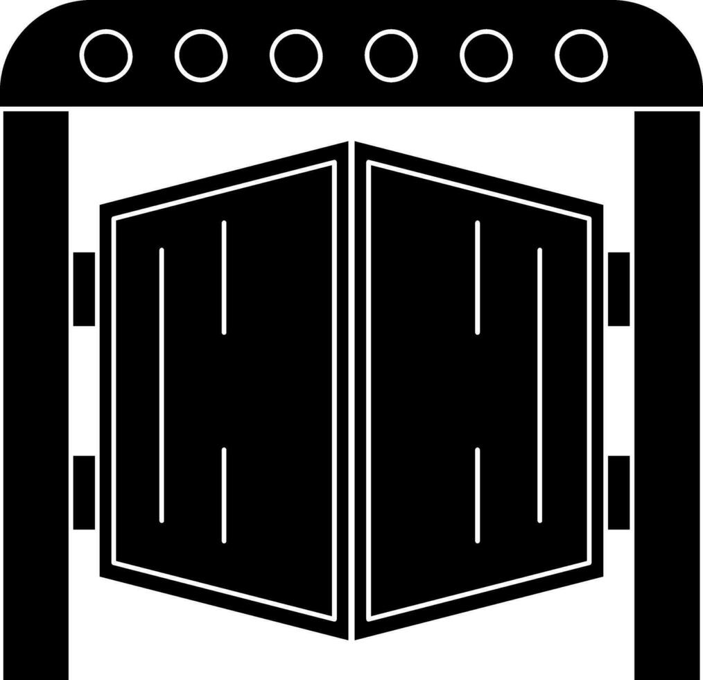 estable portón icono en negro y blanco color. vector