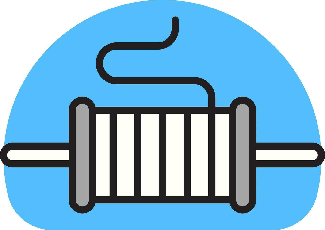 Isolated kite spool on blue round background. vector