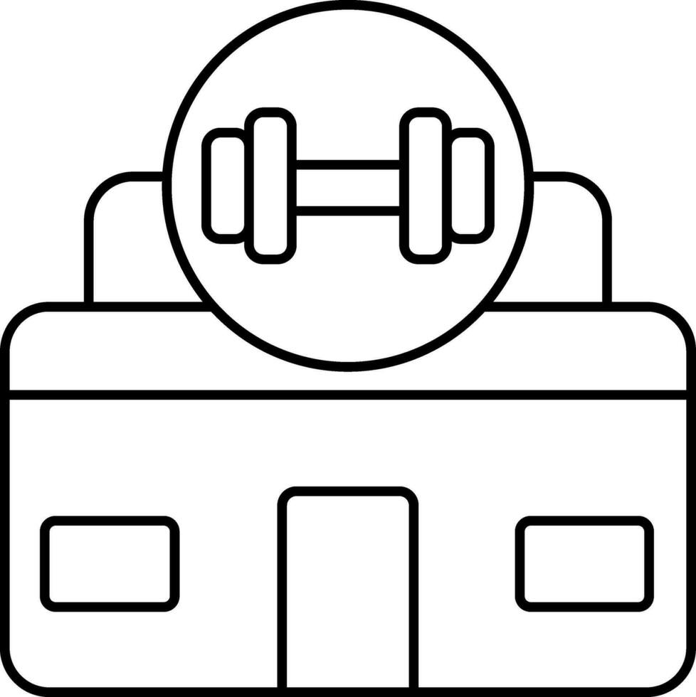Black Line Art Illustration of Gym Icon. vector