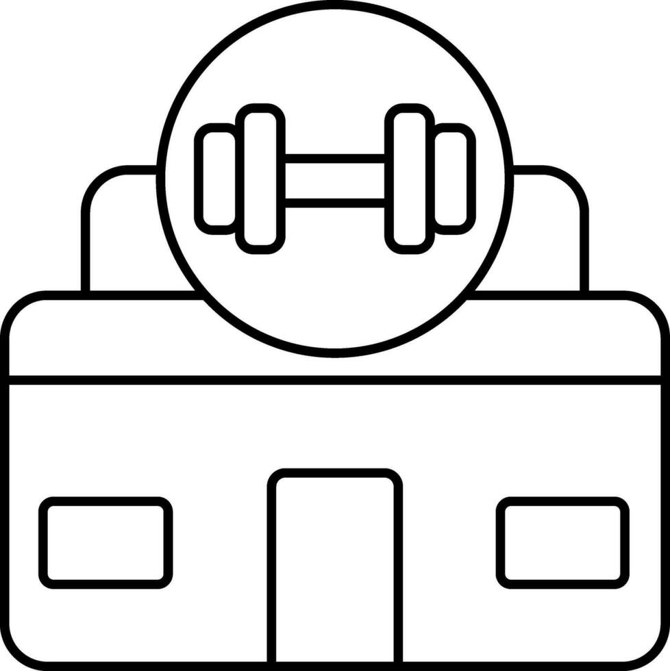 Black Line Art Illustration of Gym Icon. vector