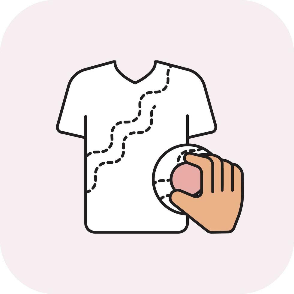 Flat Style Hand Making Zigzag Wave Print Stamp Over T-shirt Stroke Icon. vector