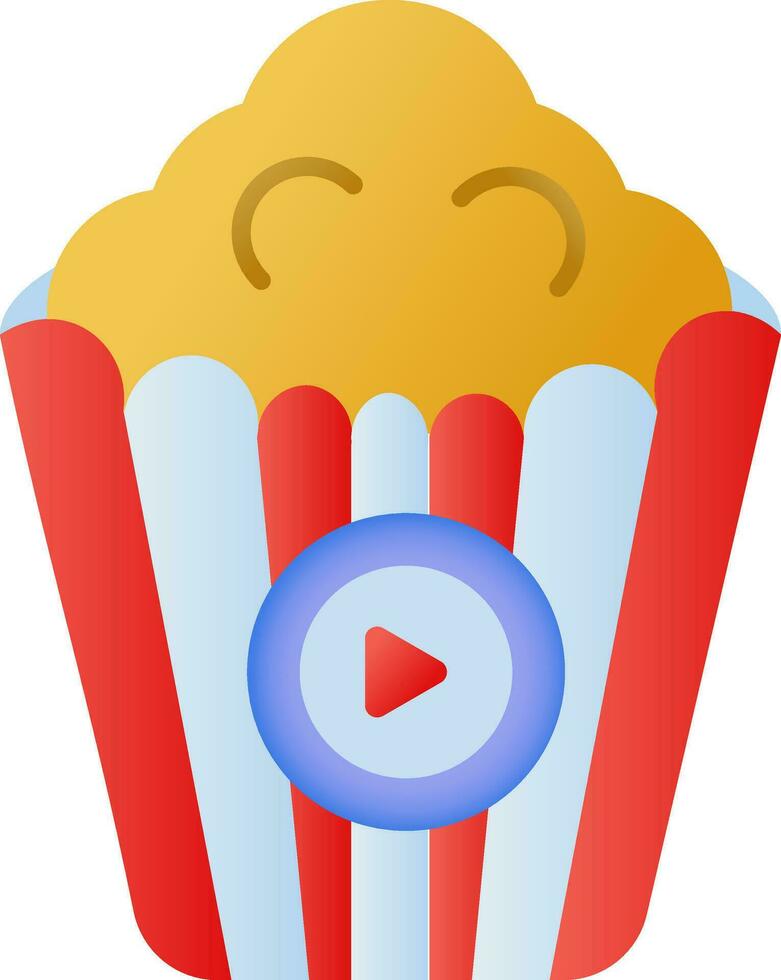 Play Popcorn Basket Colorful Icon In Flat Style. vector