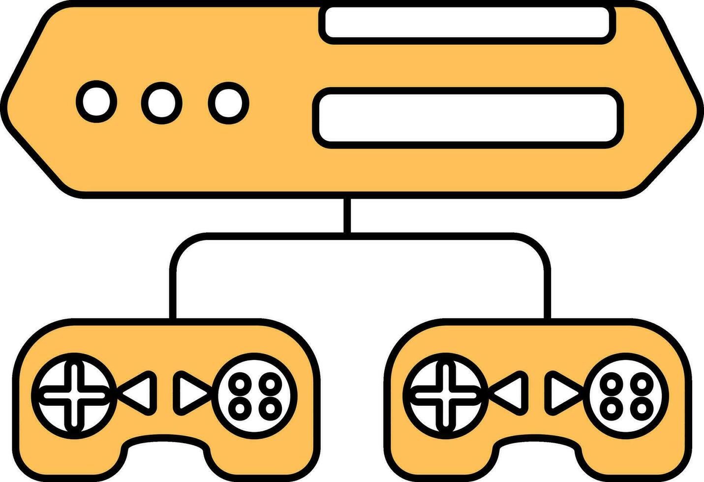 Yellow And White Server Connected Two Game Controller Icon. vector