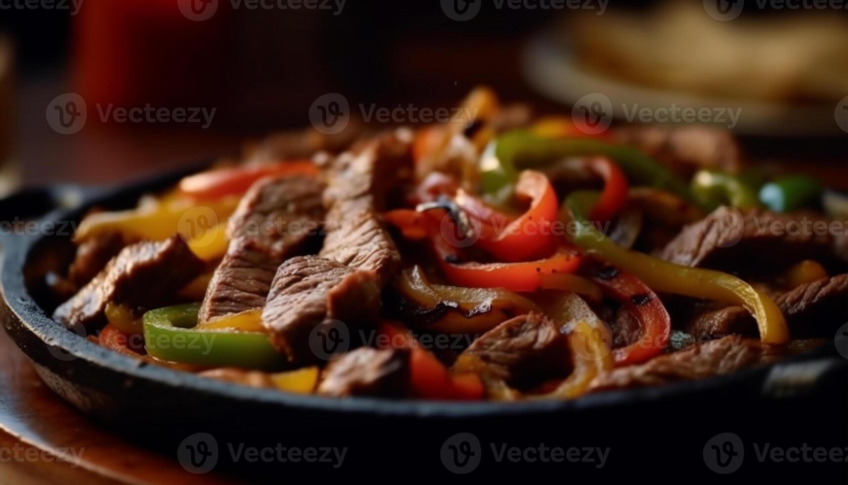 A la parrilla carne de vaca y vegetal lámina, gastrónomo comida generado por ai foto