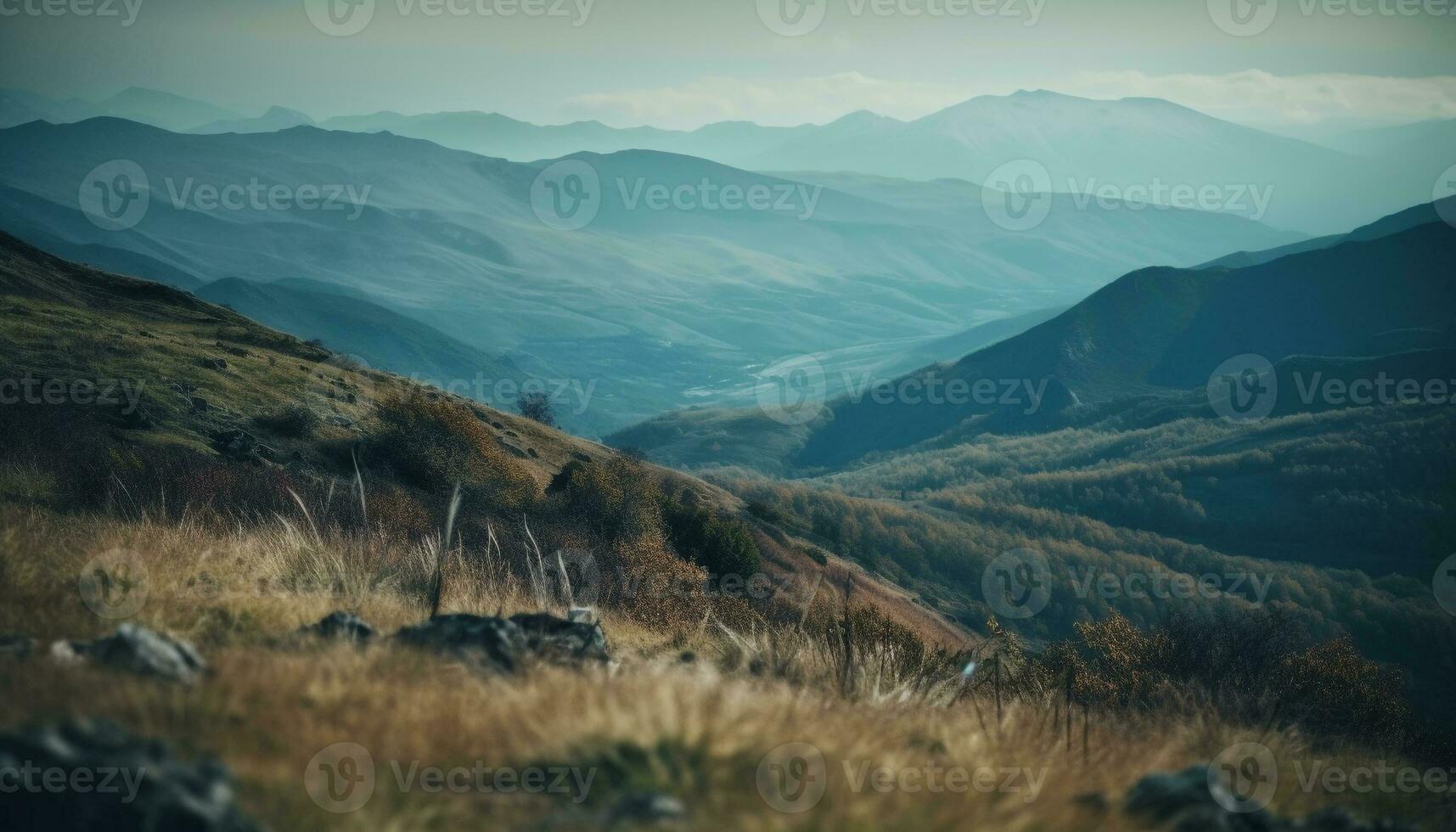 Majestic mountain range, high up in nature generated by AI photo