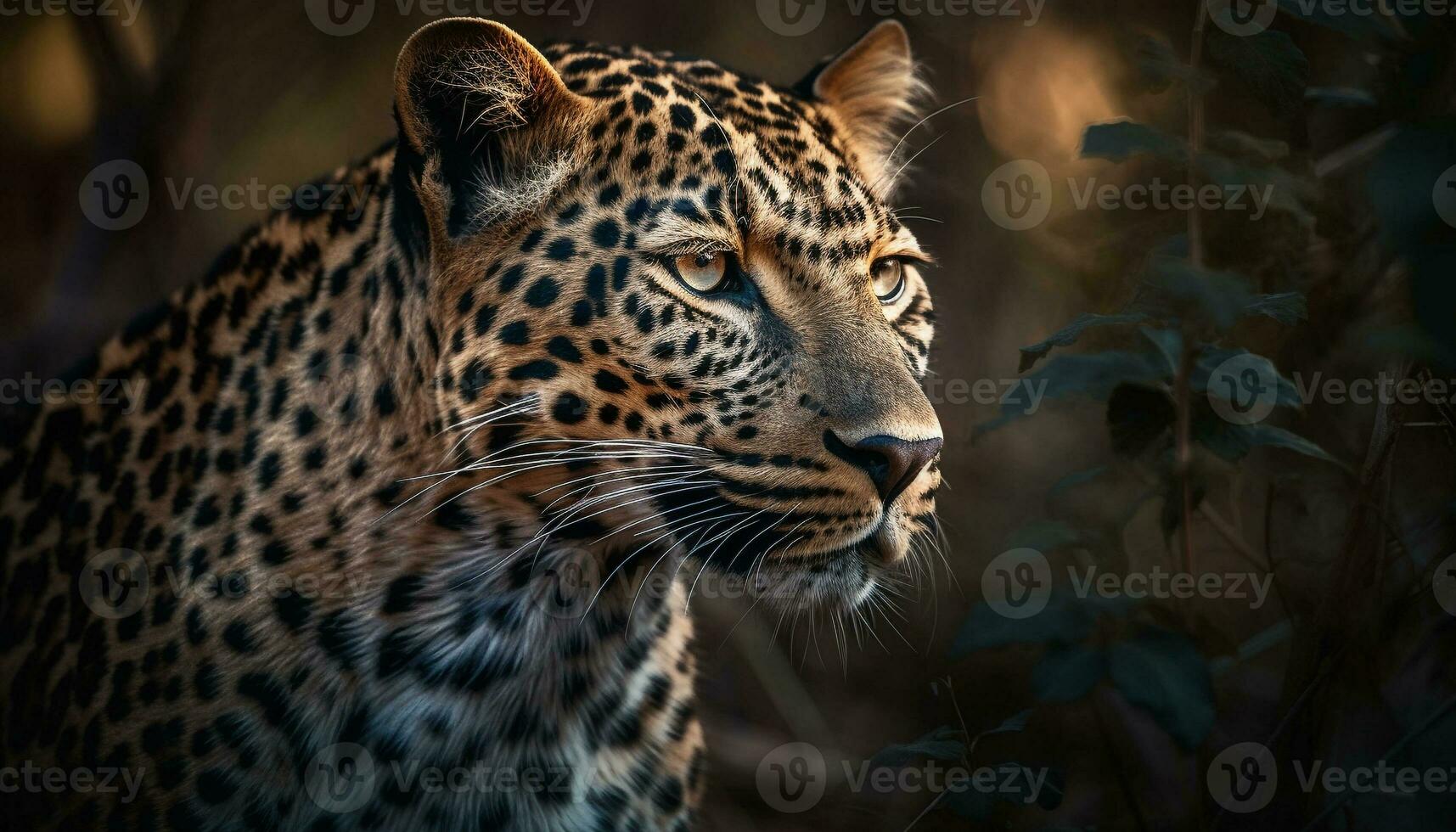 Majestic big cats staring, danger in sight generated by AI photo