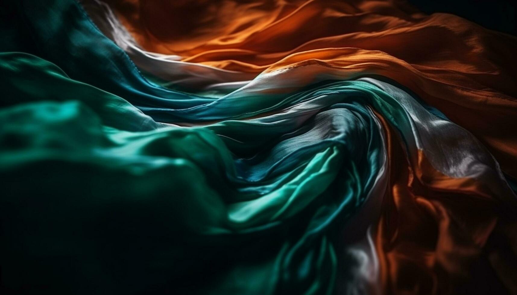 Smooth satin waves in vibrant multi colors generated by AI photo