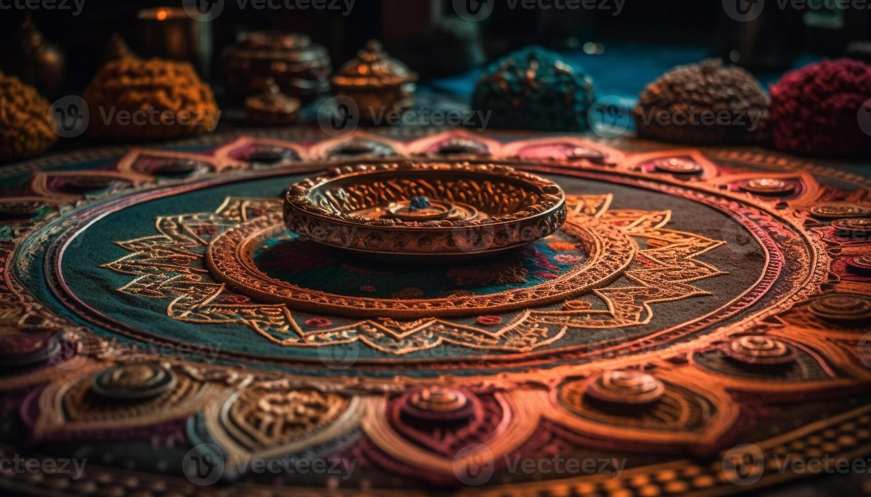 Indigenous cultures' craft products ornate pottery souvenirs generated by AI photo