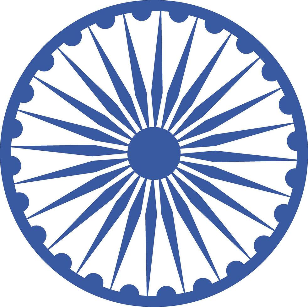 Flat illustration of blue ashoka wheel. vector