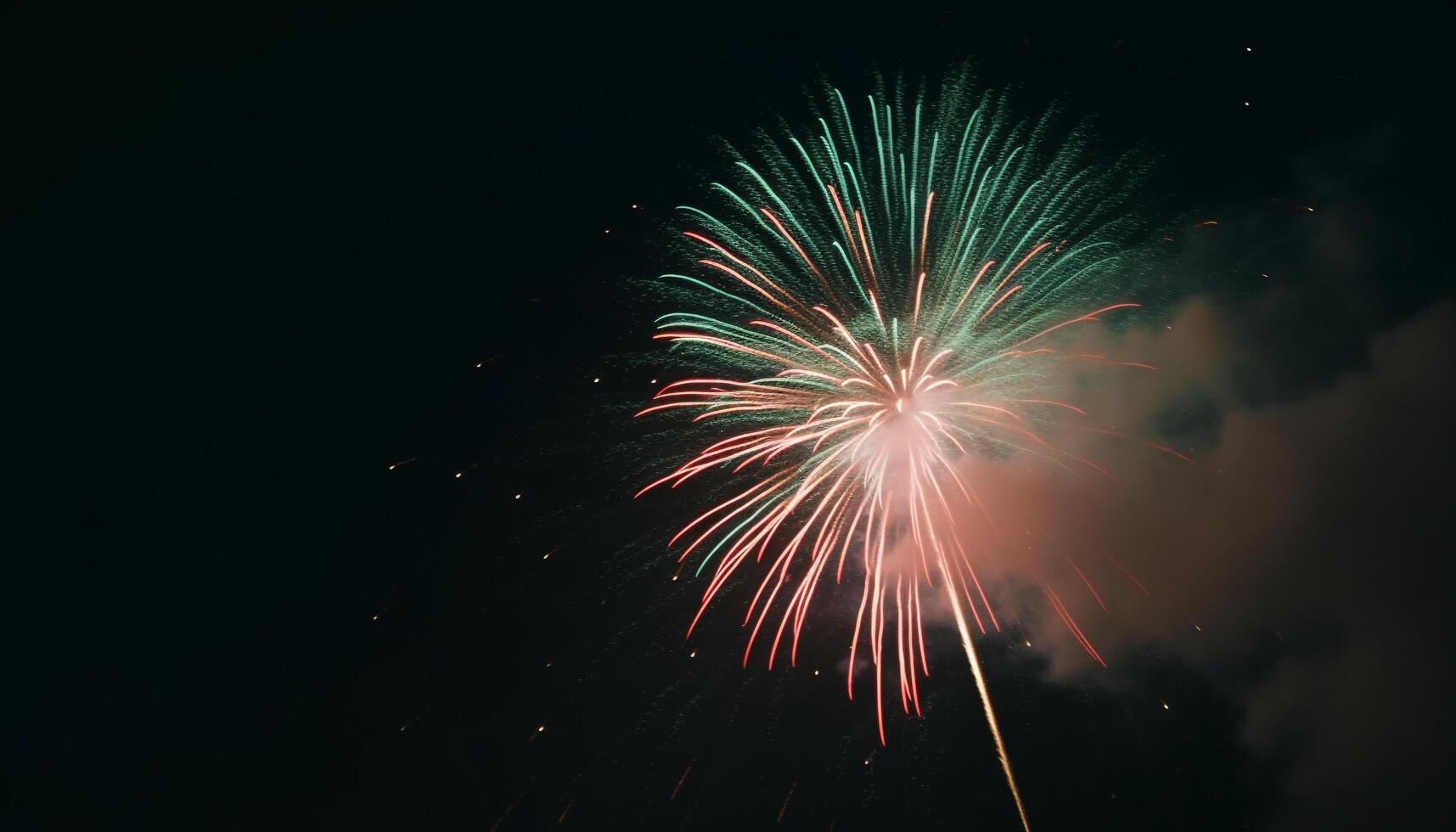 Fourth of July celebration vibrant firework display igniting the night generated by AI photo