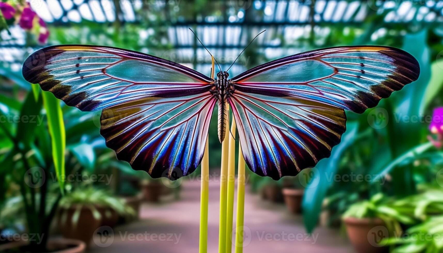 Vibrant butterfly wing in multi colored pattern, a summer beauty generated by AI photo