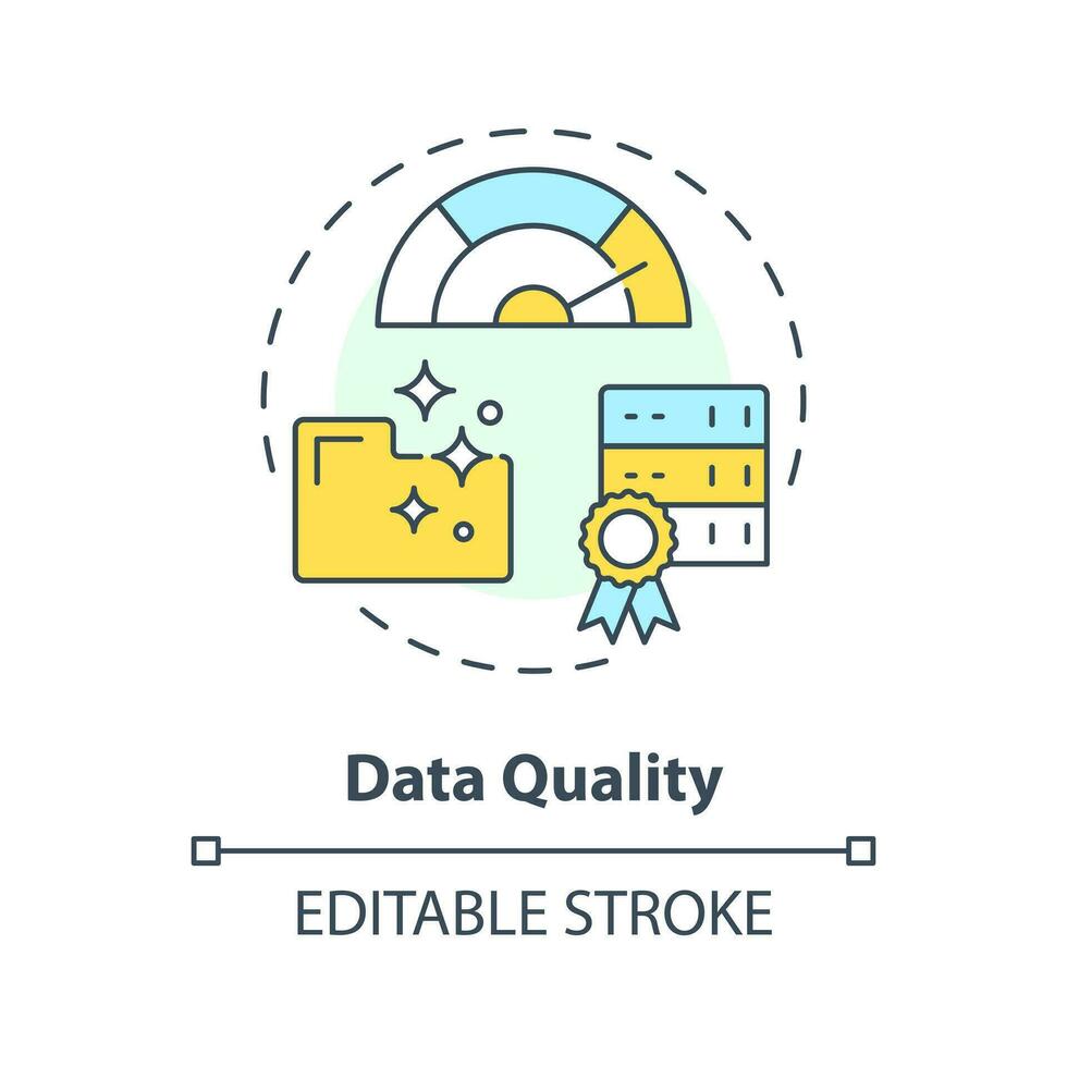 Data quality concept icon. Relevant and accurate information. Data lake key concept abstract idea thin line illustration. Isolated outline drawing. Editable stroke vector