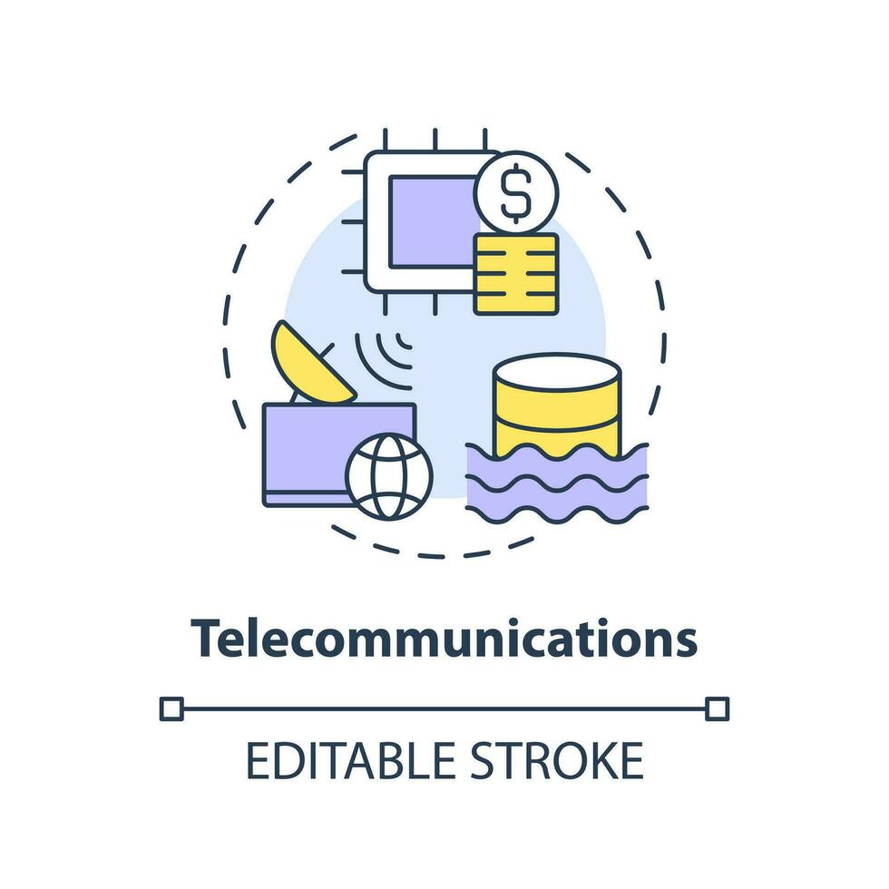 Telecommunications concept icon. Telecom industry. Data lake use case abstract idea thin line illustration. Isolated outline drawing. Editable stroke vector