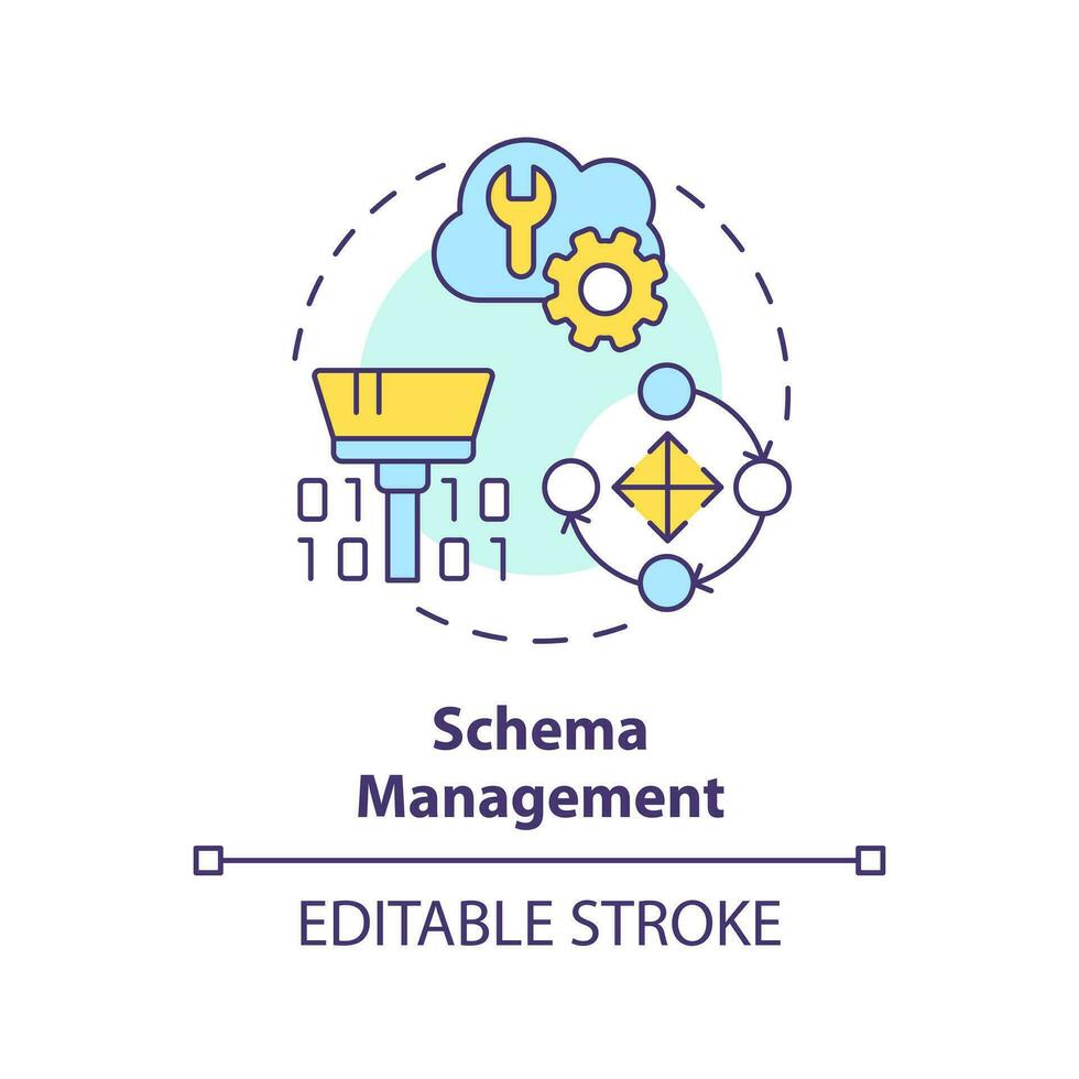 Schema management concept icon. Record new information. Data lakehouse abstract idea thin line illustration. Isolated outline drawing. Editable stroke vector