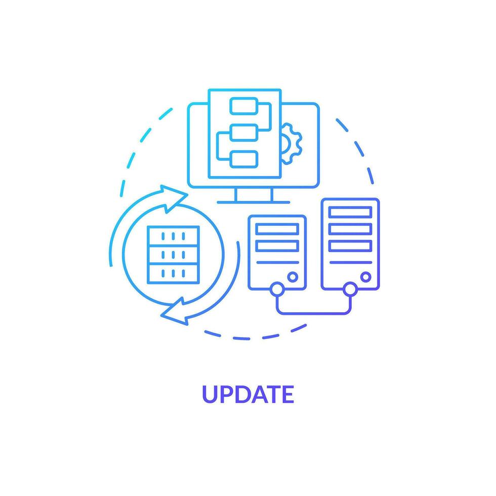 Update blue gradient concept icon. Receive latest committed version. Source control strategy abstract idea thin line illustration. Isolated outline drawing vector