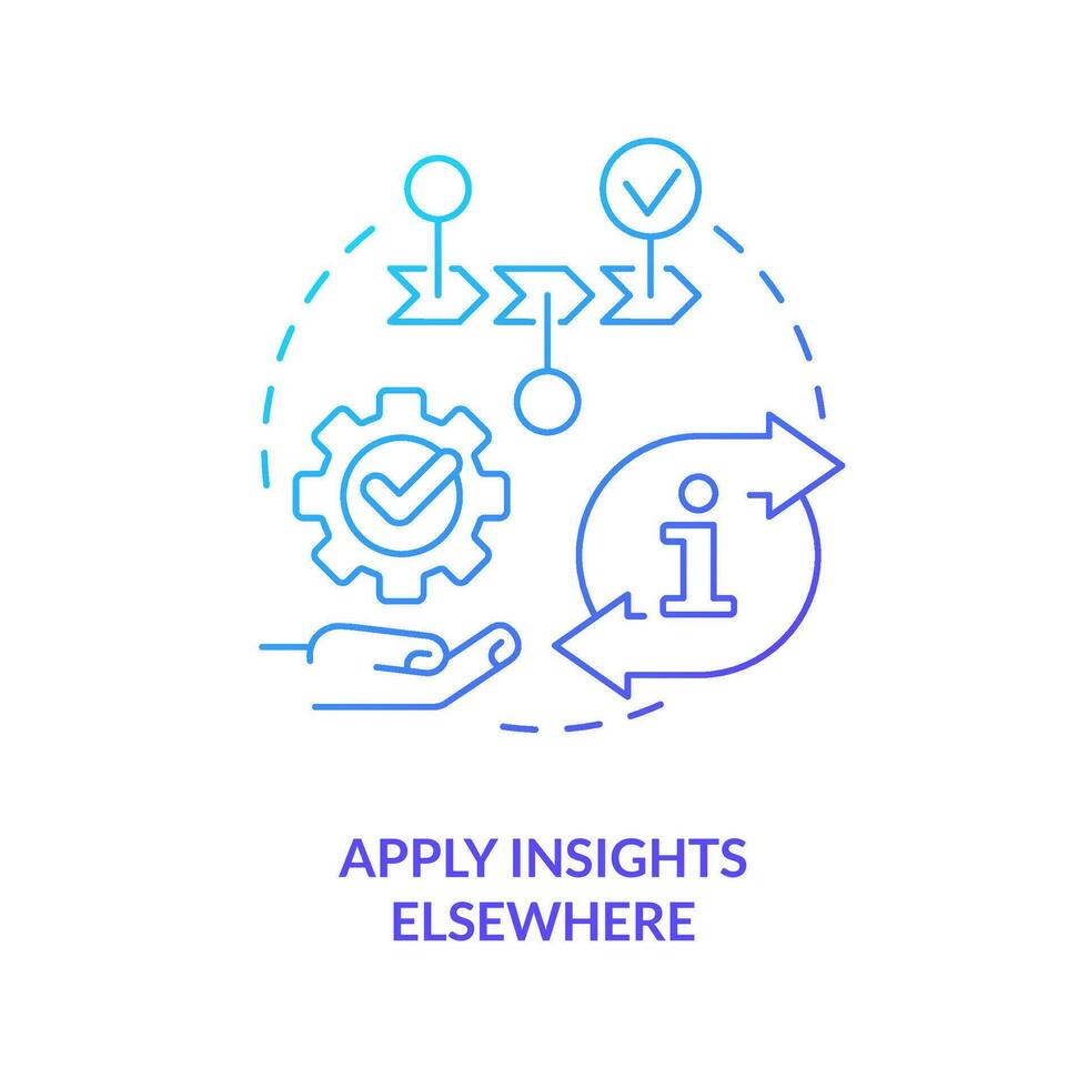 Apply insights elsewhere concept blue gradient icon. Customer journey mapping. Use marketing research results abstract idea thin line illustration. Isolated outline drawing vector
