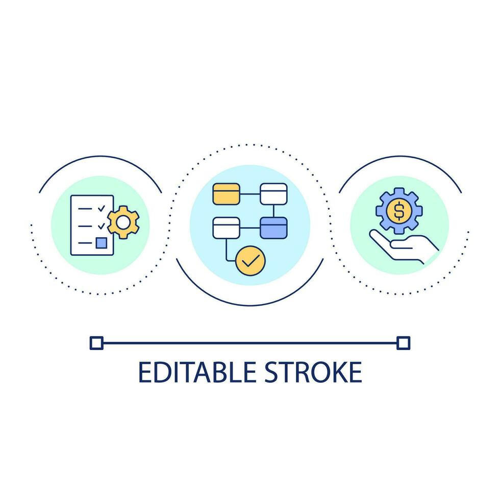 Banking system loop concept icon. Billing strategy. Planning and management. Process algorithm abstract idea thin line illustration. Isolated outline drawing. Editable stroke vector