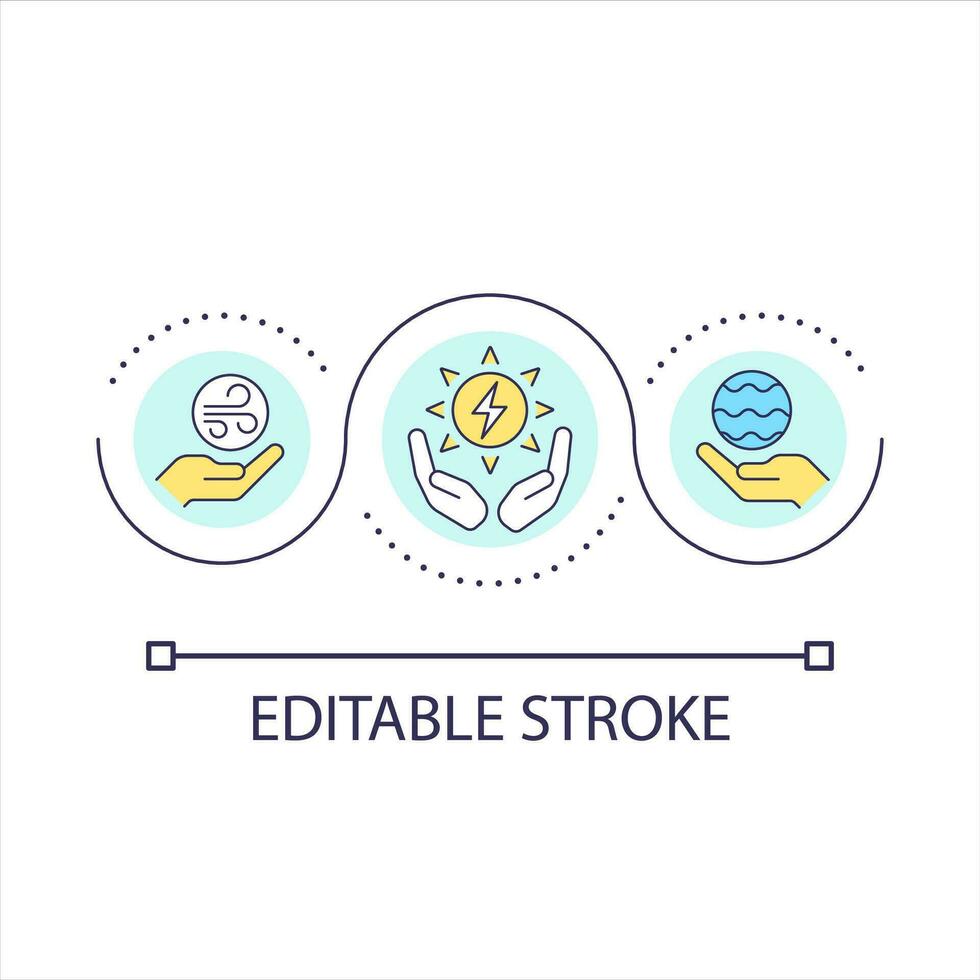 All electric house loop concept icon. Alternative power options. Renewable energy sources abstract idea thin line illustration. Isolated outline drawing. Editable stroke vector