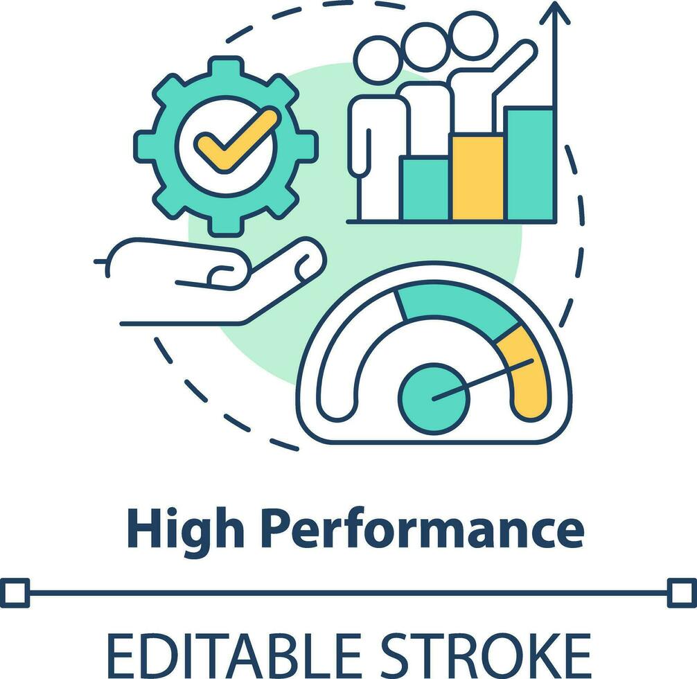 High performance concept icon. Organizational culture abstract idea thin line illustration. Supporting growth, development. Isolated outline drawing. Editable stroke vector