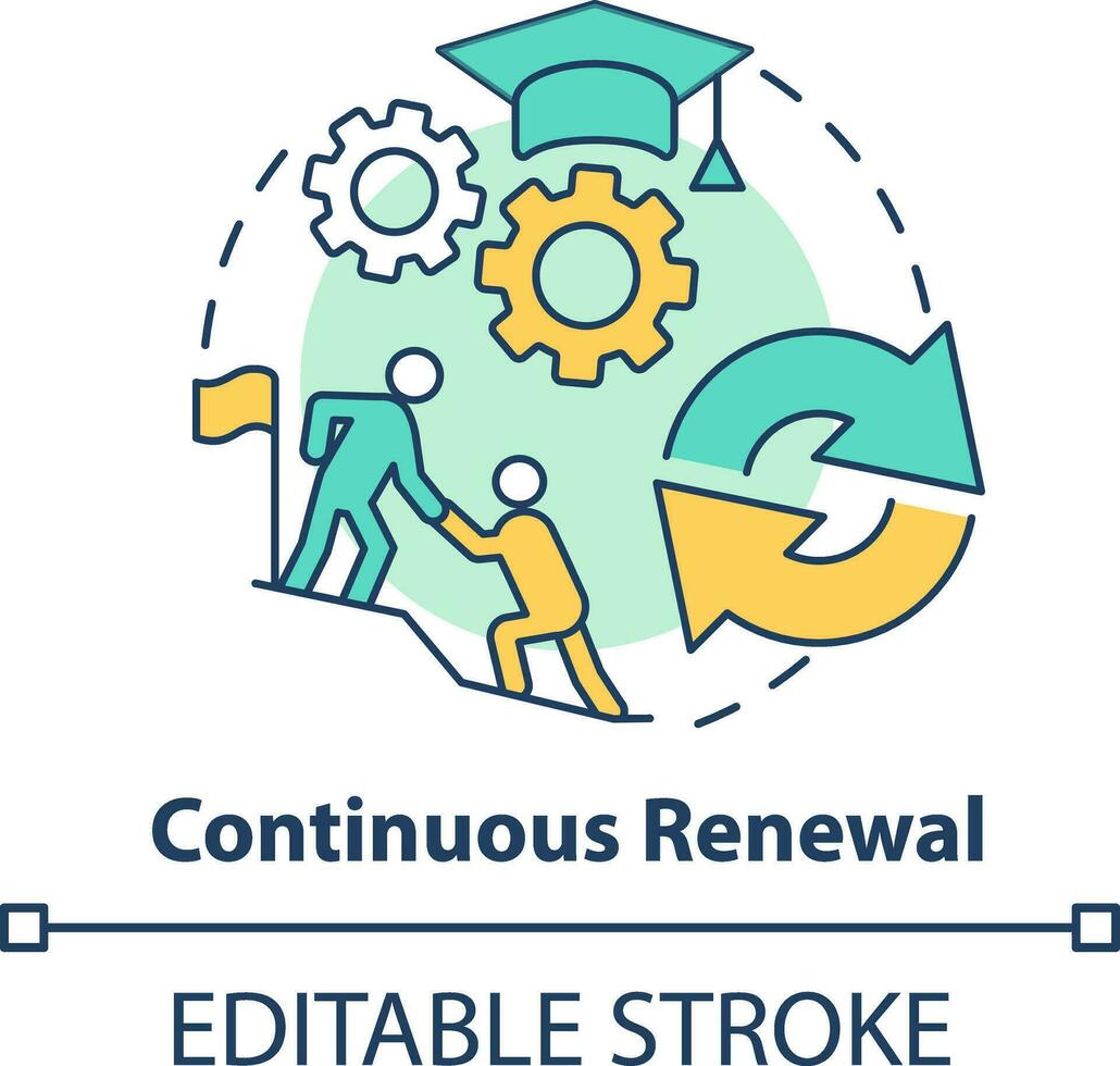 Continuous renewal concept icon. Organizational culture abstract idea thin line illustration. Professional education. Isolated outline drawing. Editable stroke vector