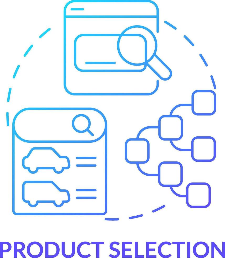Product selection blue gradient concept icon. Goods choice. Customer requirement from ecommerce abstract idea thin line illustration. Isolated outline drawing vector
