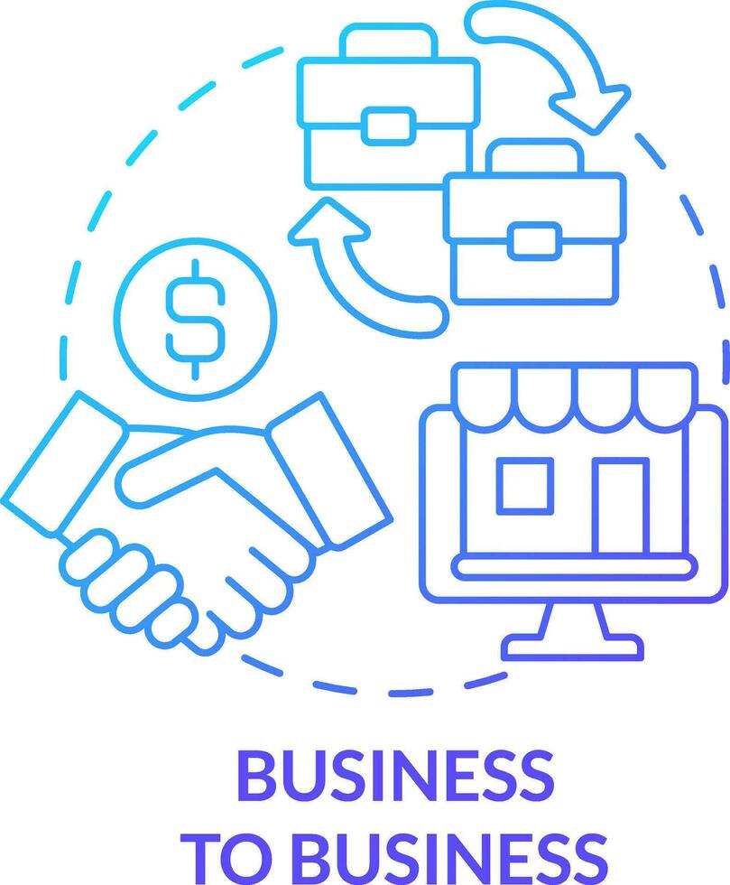 Business to business blue gradient concept icon. Commercial deal. B2B approach. Business model abstract idea thin line illustration. Isolated outline drawing vector