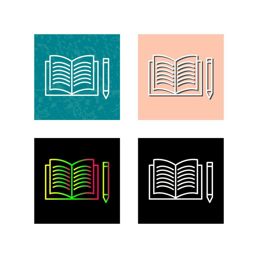 icono de vector de libro y lápiz único