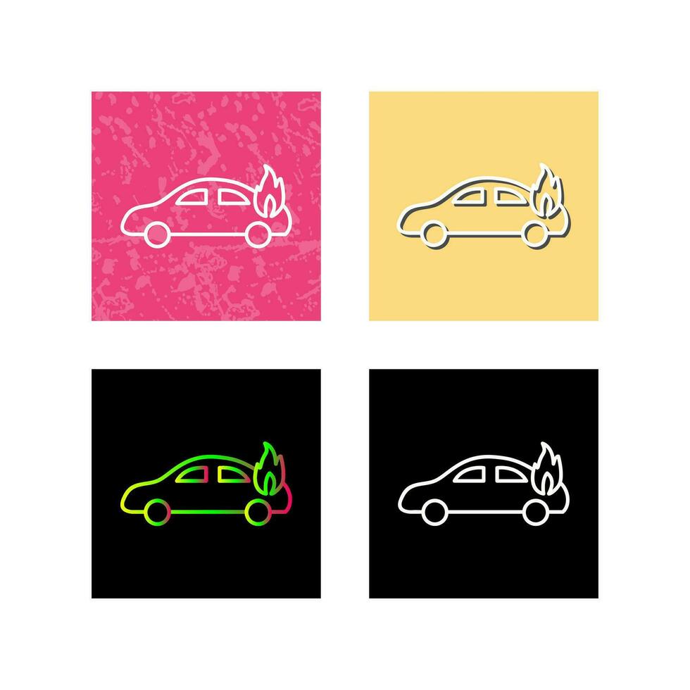 coche único en icono de vector de fuego