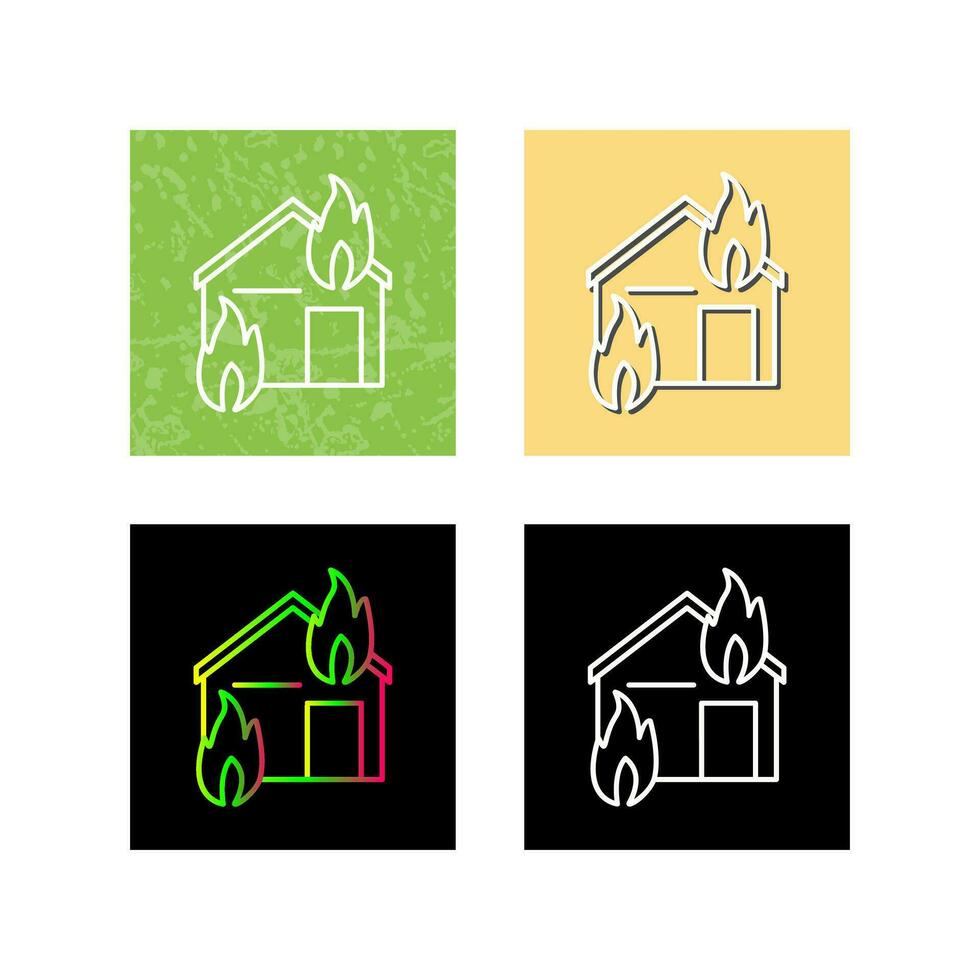 icono de vector de casa que consume fuego único