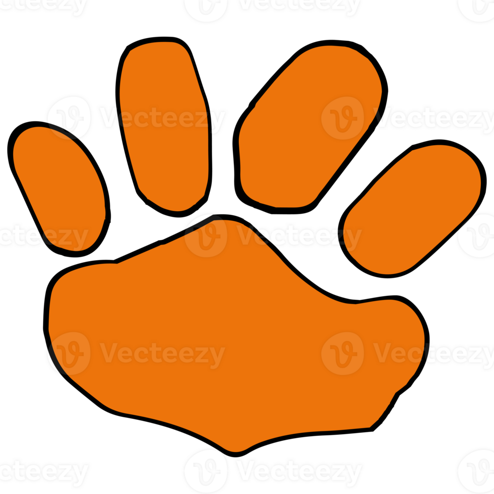 Tiger paw clipart icon vector flat design on transparent background, animal isolated clipping path element png