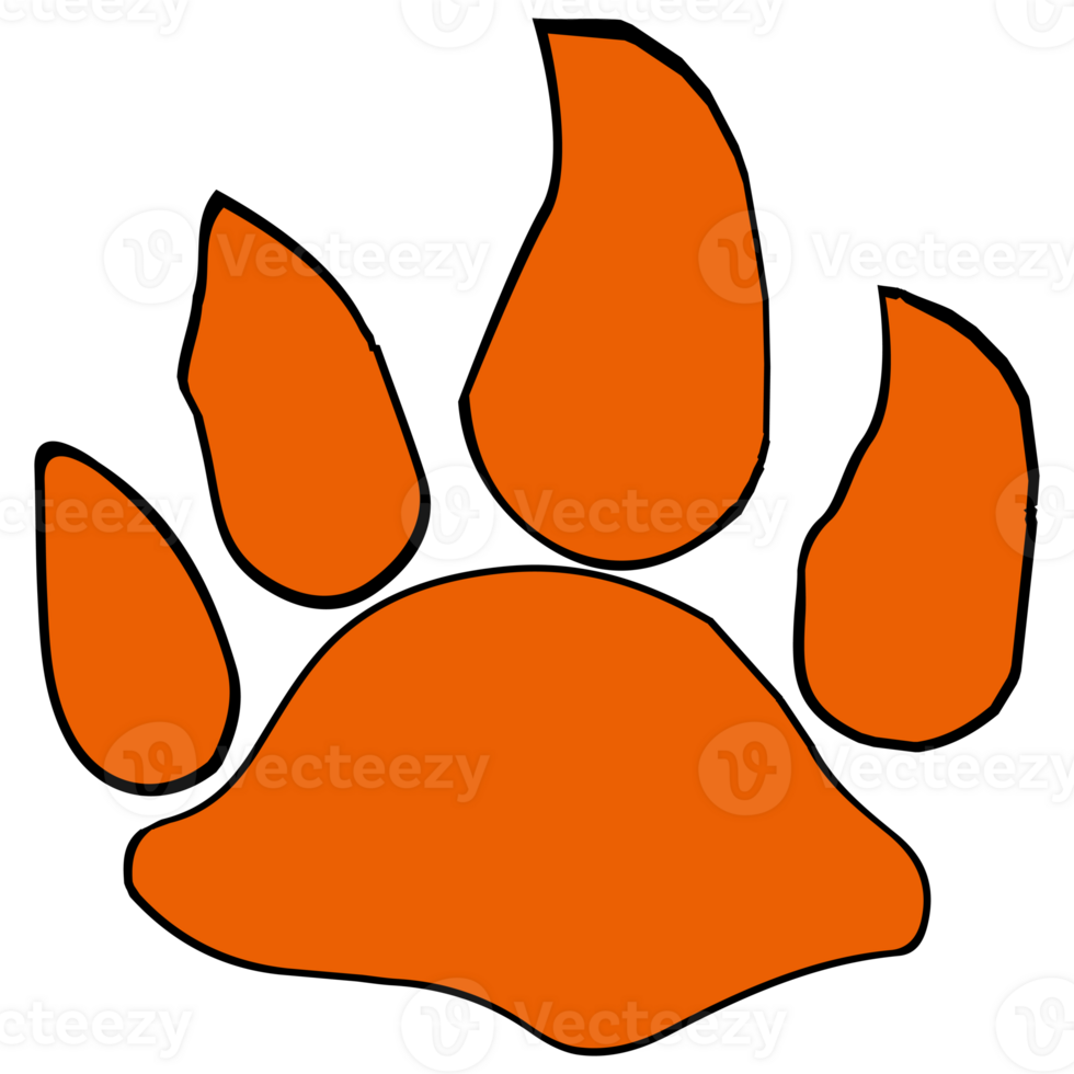 Tiger paw clipart icon vector flat design on transparent background, animal isolated clipping path element png