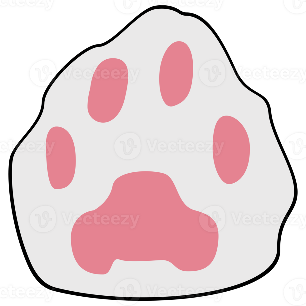 Cat paw clipart icon flat design on transparent background, animal isolated clipping path element png