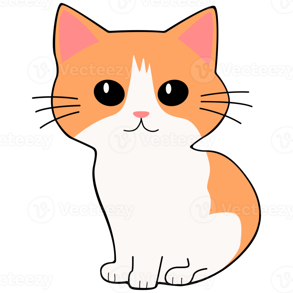 Cat clipart icon flat design on transparent background, animal isolated clipping path element png