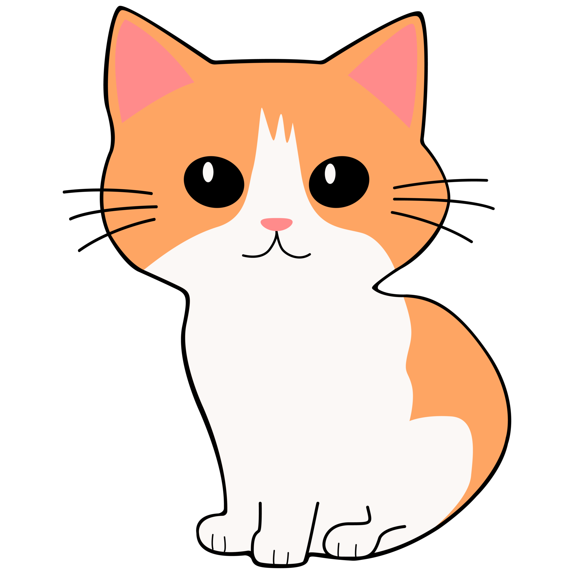Cat clipart icon flat design on transparent background, animal isolated