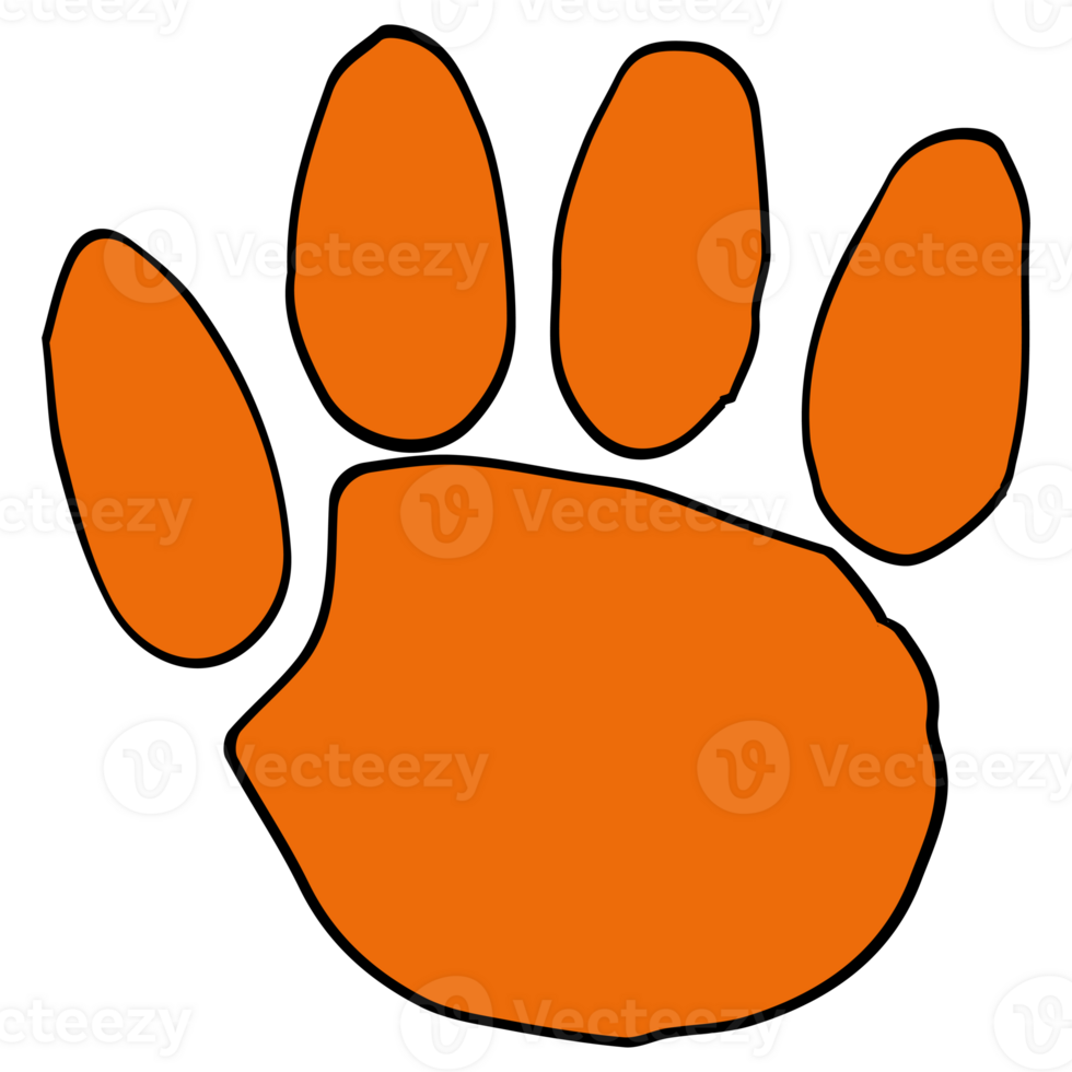 Tiger paw clipart icon vector flat design on transparent background, animal isolated clipping path element png