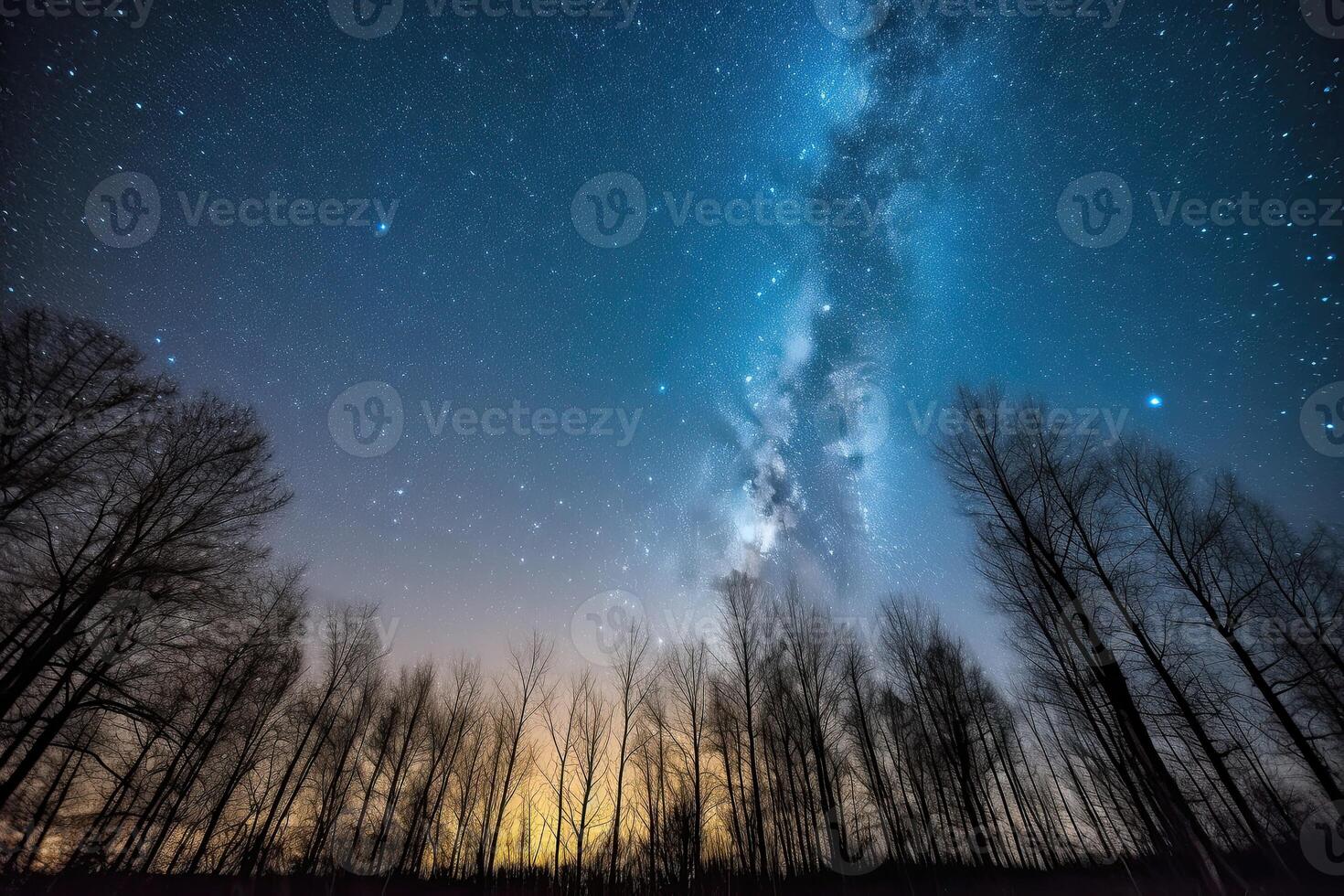 The starry sky above seems to go on forever with countless pinpricks of light photo