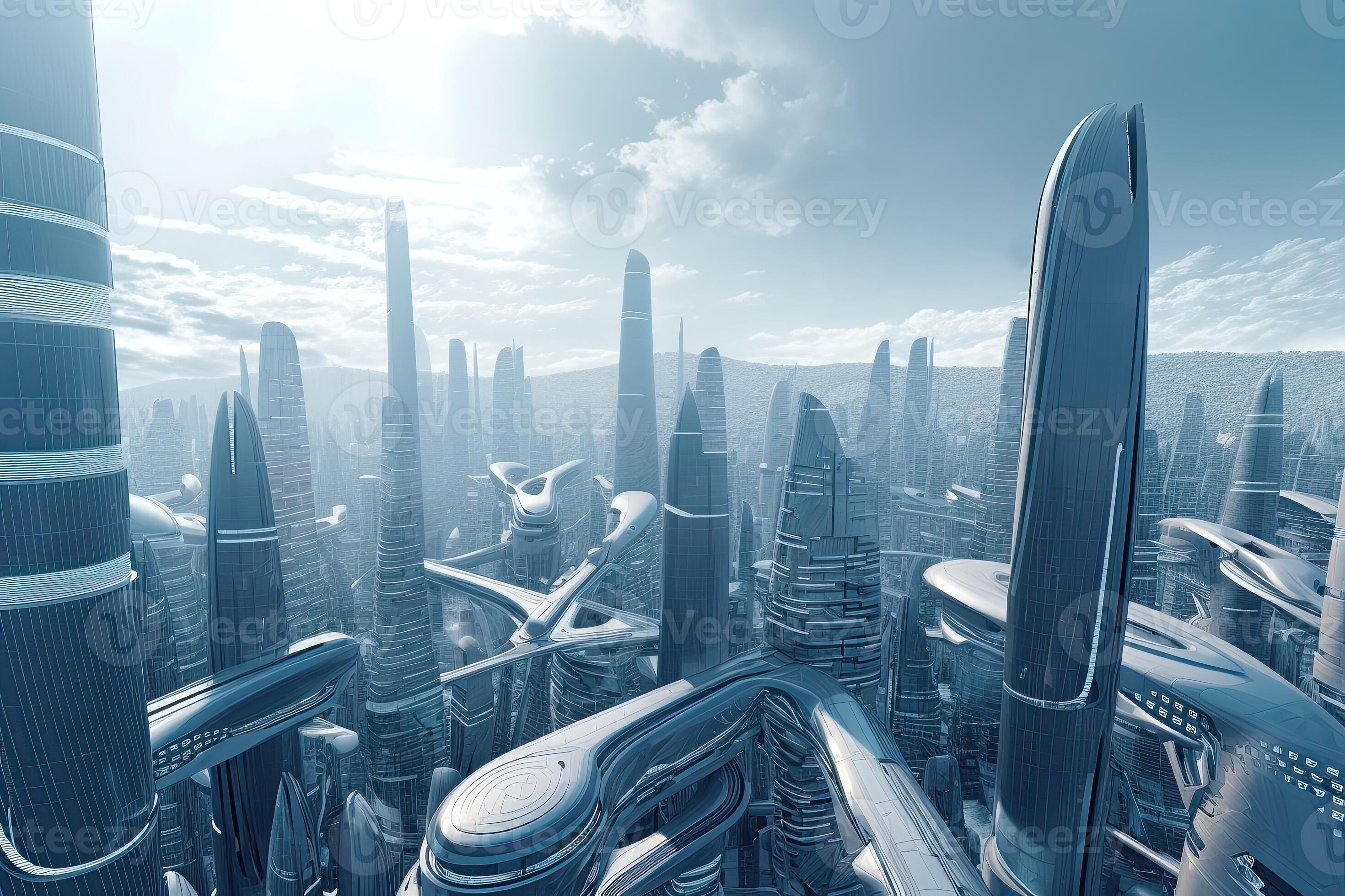AI Generated Futuristic City With Advanced Technology And Sleek ai-generated-futuristic-city-with-advanced-technology-and-sleek